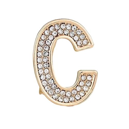 Initialen-Brosche für Damen, goldene Buchstaben-Anstecker mit Kristall-Strasssteinen, Geschenkidee für den Nikolaustag Für Sie (C) von YUANHUYUOU