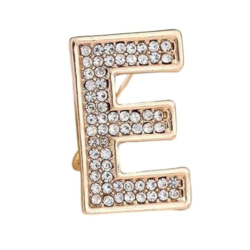Initialen-Brosche für Damen, goldene Buchstaben-Anstecker mit Kristall-Strasssteinen, Geschenkidee für den Nikolaustag Für Sie (E) von YUANHUYUOU