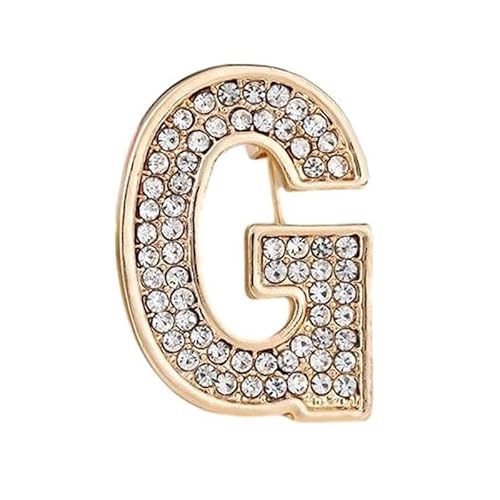 Initialen-Brosche für Damen, goldene Buchstaben-Anstecker mit Kristall-Strasssteinen, Geschenkidee für den Nikolaustag Für Sie (G) von YUANHUYUOU