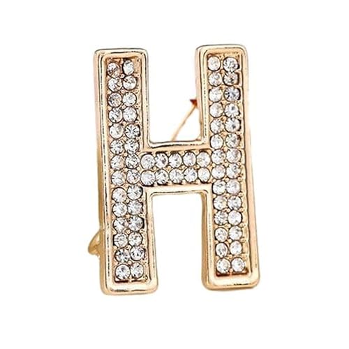 Initialen-Brosche für Damen, goldene Buchstaben-Anstecker mit Kristall-Strasssteinen, Geschenkidee für den Nikolaustag Für Sie (H) von YUANHUYUOU