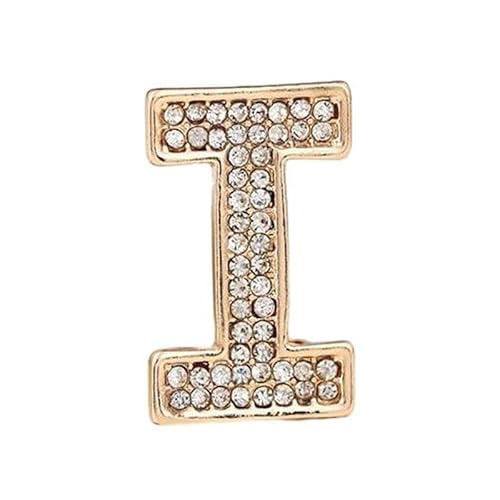 Initialen-Brosche für Damen, goldene Buchstaben-Anstecker mit Kristall-Strasssteinen, Geschenkidee für den Nikolaustag Für Sie (I) von YUANHUYUOU