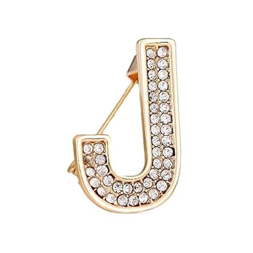 Initialen-Brosche für Damen, goldene Buchstaben-Anstecker mit Kristall-Strasssteinen, Geschenkidee für den Nikolaustag Für Sie (J) von YUANHUYUOU