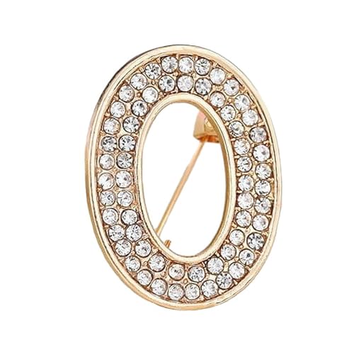 Initialen-Brosche für Damen, goldene Buchstaben-Anstecker mit Kristall-Strasssteinen, Geschenkidee für den Nikolaustag Für Sie (O) von YUANHUYUOU