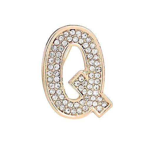 Initialen-Brosche für Damen, goldene Buchstaben-Anstecker mit Kristall-Strasssteinen, Geschenkidee für den Nikolaustag Für Sie (Q) von YUANHUYUOU