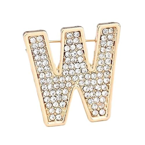 Initialen-Brosche für Damen, goldene Buchstaben-Anstecker mit Kristall-Strasssteinen, Geschenkidee für den Nikolaustag Für Sie (W) von YUANHUYUOU
