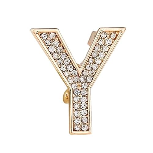 Initialen-Brosche für Damen, goldene Buchstaben-Anstecker mit Kristall-Strasssteinen, Geschenkidee für den Nikolaustag Für Sie (Y) von YUANHUYUOU