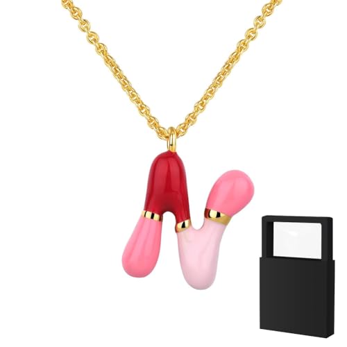 Initialen-Halskette für Frauen, Mädchen und Kinder – zierliche 18-karätig vergoldete Initialen-Halskette, kleine A-Z-Anhänger-Halskette,Goldschmuck für Frauen (N) von YUANHUYUOU
