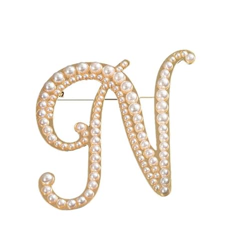 Kleine Brosche, Anstecknadel mit Buchstaben und Buchstaben oder Krawattennadel, minimalistisches, personalisiertes Geschenk für Damen und Herren, A–Z (N) von YUANHUYUOU