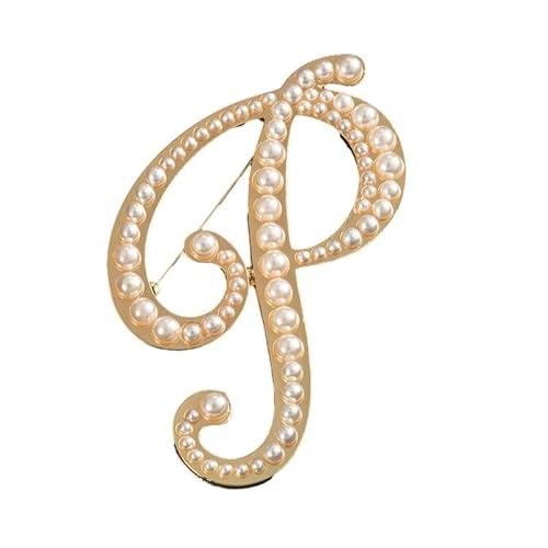 Kleine Brosche, Anstecknadel mit Buchstaben und Buchstaben oder Krawattennadel, minimalistisches, personalisiertes Geschenk für Damen und Herren, A–Z (P) von YUANHUYUOU