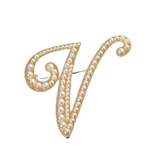 Kleine Brosche, Anstecknadel mit Buchstaben und Buchstaben oder Krawattennadel, minimalistisches, personalisiertes Geschenk für Damen und Herren, A–Z (V) von YUANHUYUOU