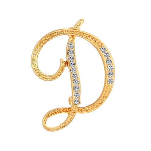 Namensbrosche für Sie, glitzernde Buchstaben-Anstecker mit Kristall-Strasssteinen, personalisiertes, handgefertigtes Geschenk für Damen, Ehefrau, Freundin (D) von YUANHUYUOU