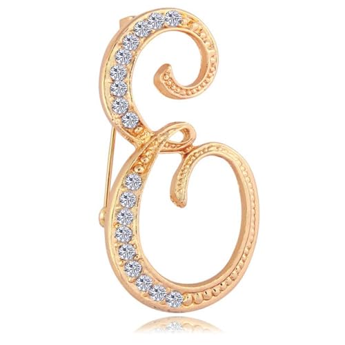 Namensbrosche für Sie, glitzernde Buchstaben-Anstecker mit Kristall-Strasssteinen, personalisiertes, handgefertigtes Geschenk für Damen, Ehefrau, Freundin (E) von YUANHUYUOU