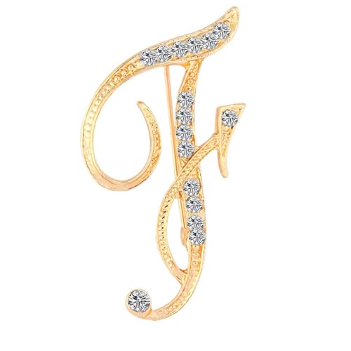 Namensbrosche für Sie, glitzernde Buchstaben-Anstecker mit Kristall-Strasssteinen, personalisiertes, handgefertigtes Geschenk für Damen, Ehefrau, Freundin (F) von YUANHUYUOU