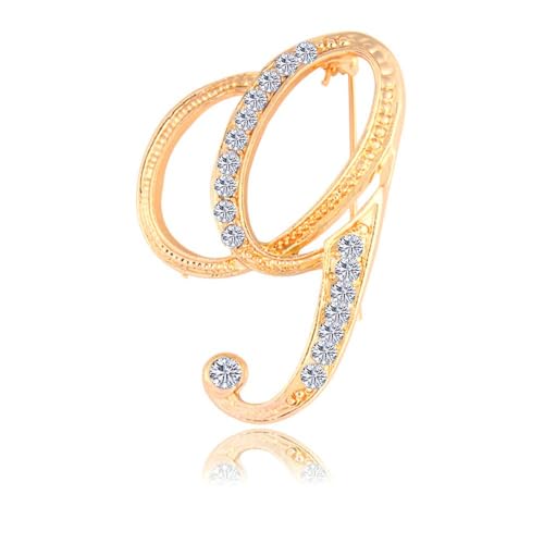 Namensbrosche für Sie, glitzernde Buchstaben-Anstecker mit Kristall-Strasssteinen, personalisiertes, handgefertigtes Geschenk für Damen, Ehefrau, Freundin (G) von YUANHUYUOU