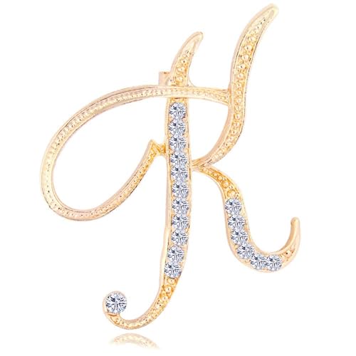Namensbrosche für Sie, glitzernde Buchstaben-Anstecker mit Kristall-Strasssteinen, personalisiertes, handgefertigtes Geschenk für Damen, Ehefrau, Freundin (K) von YUANHUYUOU