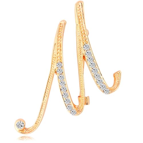 Namensbrosche für Sie, glitzernde Buchstaben-Anstecker mit Kristall-Strasssteinen, personalisiertes, handgefertigtes Geschenk für Damen, Ehefrau, Freundin (M) von YUANHUYUOU