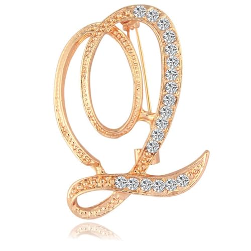 Namensbrosche für Sie, glitzernde Buchstaben-Anstecker mit Kristall-Strasssteinen, personalisiertes, handgefertigtes Geschenk für Damen, Ehefrau, Freundin (Q) von YUANHUYUOU