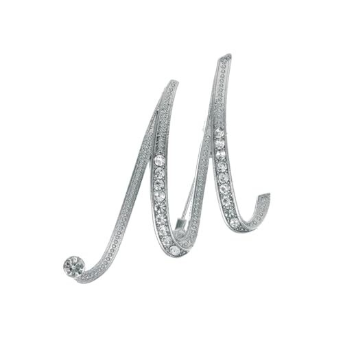 Personalisierte Brosche A–Z, Initialen-Brosche für Damen mit Strasssteinen, modische Kragennadel für Jacken und Blazer (M) von YUANHUYUOU