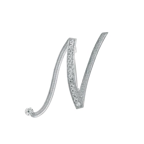 Personalisierte Brosche A–Z, Initialen-Brosche für Damen mit Strasssteinen, modische Kragennadel für Jacken und Blazer (N) von YUANHUYUOU