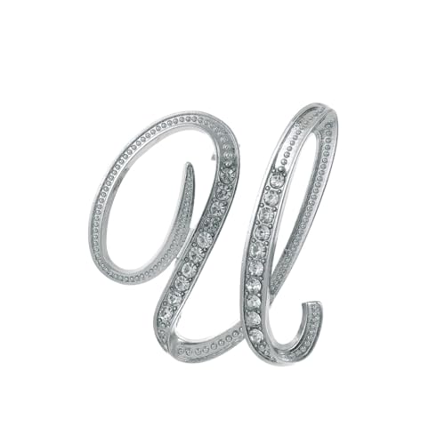 Personalisierte Brosche A–Z, Initialen-Brosche für Damen mit Strasssteinen, modische Kragennadel für Jacken und Blazer (U) von YUANHUYUOU