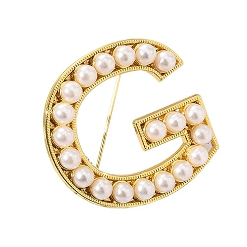 Silberbrosche für Damen, Anstecknadel mit Buchstaben und Buchstaben und Buchstaben aus Kristall, Schmuckgeschenk für Sie (G) von YUANHUYUOU