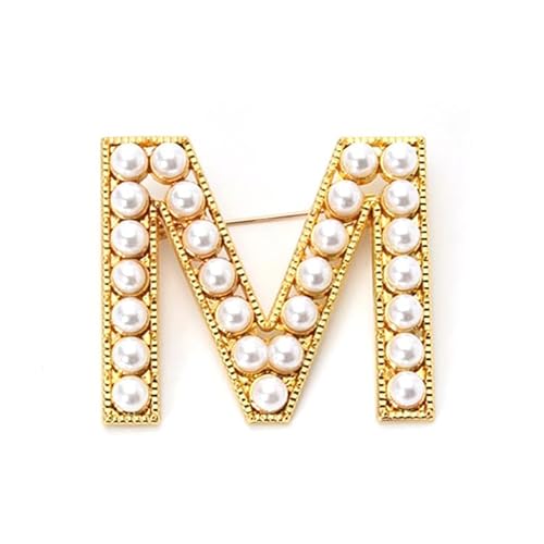 Silberbrosche für Damen, Anstecknadel mit Buchstaben und Buchstaben und Buchstaben aus Kristall, Schmuckgeschenk für Sie (M) von YUANHUYUOU