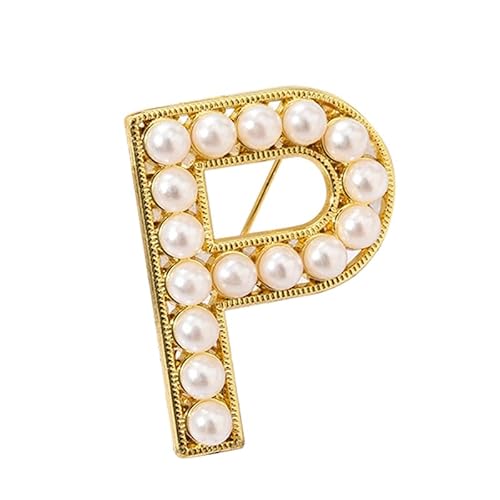 Silberbrosche für Damen, Anstecknadel mit Buchstaben und Buchstaben und Buchstaben aus Kristall, Schmuckgeschenk für Sie (P) von YUANHUYUOU