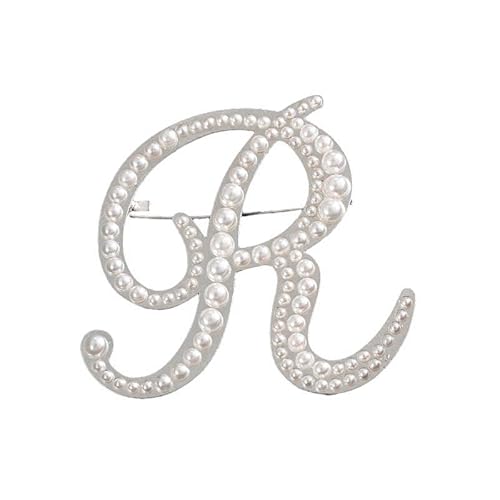 Strassbrosche für Damen, Anstecknadel mit Buchstaben und Buchstaben, elegant für Anzüge, Blazer und Kleider (R) von YUANHUYUOU