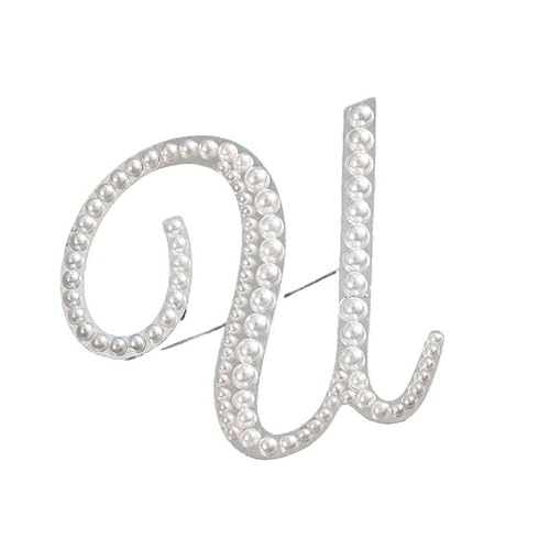 Strassbrosche für Damen, Anstecknadel mit Buchstaben und Buchstaben, elegant für Anzüge, Blazer und Kleider (U) von YUANHUYUOU