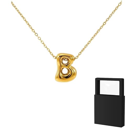 YUANHUYUOU Buchstaben-Halskette, gefüllte, zierliche Buchstaben-Halsketten, trendiges, süßes, individuelles Monogramm (B) von YUANHUYUOU