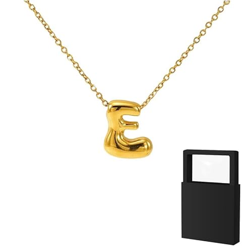 YUANHUYUOU Buchstaben-Halskette, gefüllte, zierliche Buchstaben-Halsketten, trendiges, süßes, individuelles Monogramm (E) von YUANHUYUOU