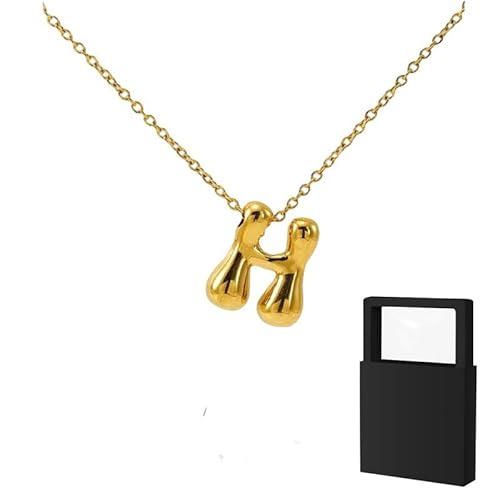 YUANHUYUOU Buchstaben-Halskette, gefüllte, zierliche Buchstaben-Halsketten, trendiges, süßes, individuelles Monogramm (H) von YUANHUYUOU