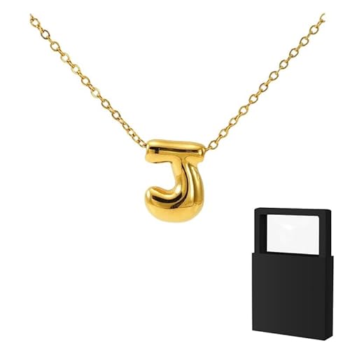 YUANHUYUOU Buchstaben-Halskette, gefüllte, zierliche Buchstaben-Halsketten, trendiges, süßes, individuelles Monogramm (J) von YUANHUYUOU