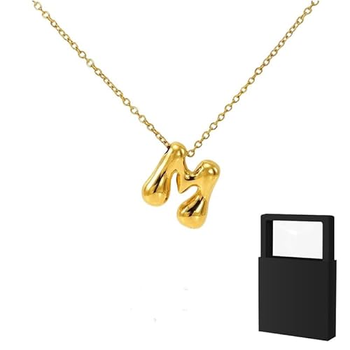 YUANHUYUOU Buchstaben-Halskette, gefüllte, zierliche Buchstaben-Halsketten, trendiges, süßes, individuelles Monogramm (M) von YUANHUYUOU