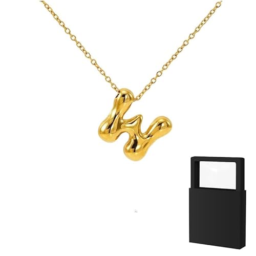 YUANHUYUOU Buchstaben-Halskette, gefüllte, zierliche Buchstaben-Halsketten, trendiges, süßes, individuelles Monogramm (W) von YUANHUYUOU