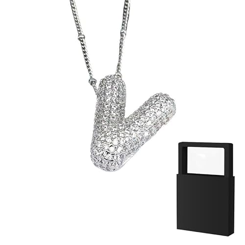 YUANHUYUOU DIY-Halskette – Geschenke für Teenager-Mädchen, Initialen-Halskette, zierliche Buchstaben-Geschenke, Choker-Halskette für Mädchen (V) von YUANHUYUOU