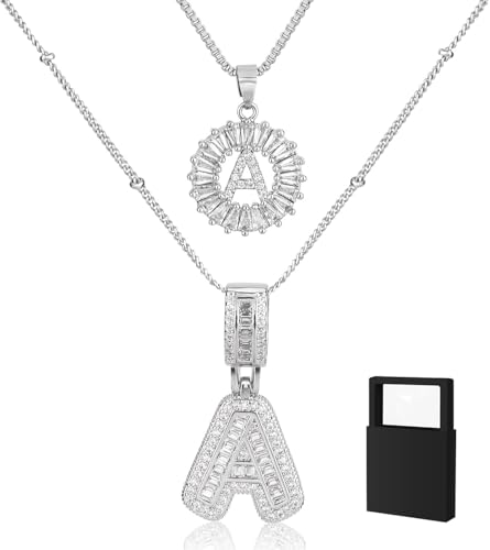 YUANHUYUOU Halskette mit Initialen, personalisierte Initialen-Anhänger-Halskette, kleine Buchstaben-Namensketten, für Frauen (A) von YUANHUYUOU