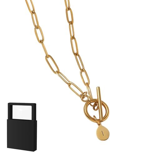 YUANHUYUOU Halskette mit Initialen, personalisierte Initialen-Anhänger-Halskette, kleine Buchstaben-Namensketten, für Frauen (I) von YUANHUYUOU