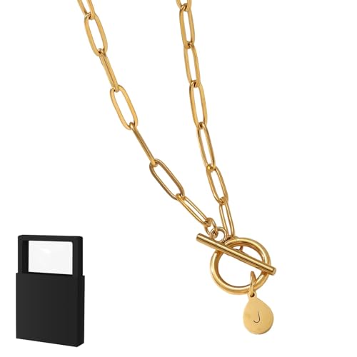 YUANHUYUOU Halskette mit Initialen, personalisierte Initialen-Anhänger-Halskette, kleine Buchstaben-Namensketten, für Frauen (J) von YUANHUYUOU