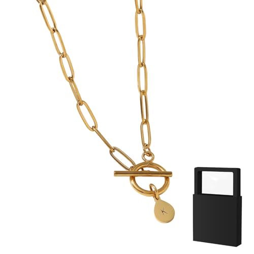 YUANHUYUOU Halskette mit Initialen, personalisierte Initialen-Anhänger-Halskette, kleine Buchstaben-Namensketten, für Frauen (K) von YUANHUYUOU
