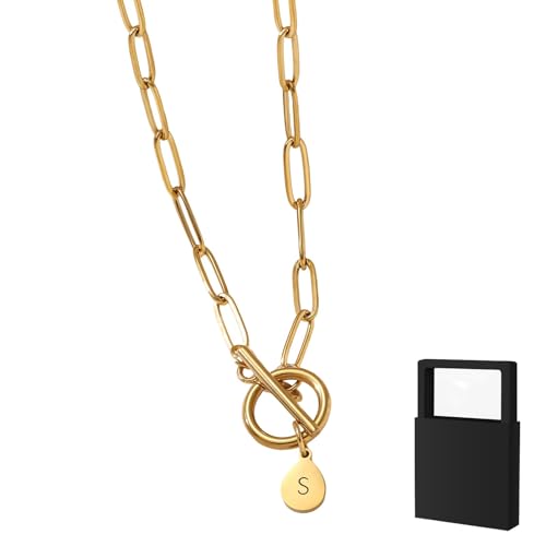 YUANHUYUOU Halskette mit Initialen, personalisierte Initialen-Anhänger-Halskette, kleine Buchstaben-Namensketten, für Frauen (S) von YUANHUYUOU
