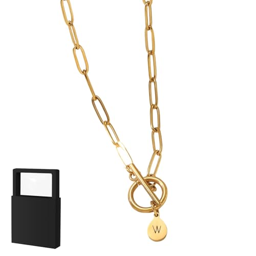 YUANHUYUOU Halskette mit Initialen, personalisierte Initialen-Anhänger-Halskette, kleine Buchstaben-Namensketten, für Frauen (W) von YUANHUYUOU