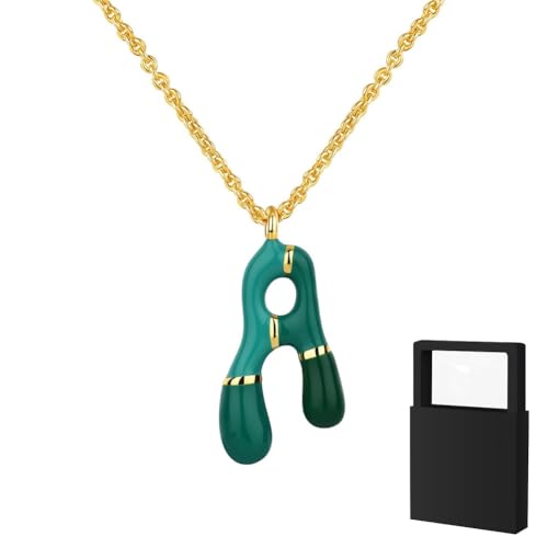YUANHUYUOU Initialen-Halskette für Frauen, Mädchen und Kinder – zierliche 18-karätig vergoldete Initialen-Halskette, kleine A-Z-Anhänger-Halskette,Goldschmuck für Frauen (A) von YUANHUYUOU