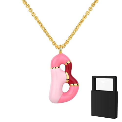 YUANHUYUOU Initialen-Halskette für Frauen, Mädchen und Kinder – zierliche 18-karätig vergoldete Initialen-Halskette, kleine A-Z-Anhänger-Halskette,Goldschmuck für Frauen (B) von YUANHUYUOU