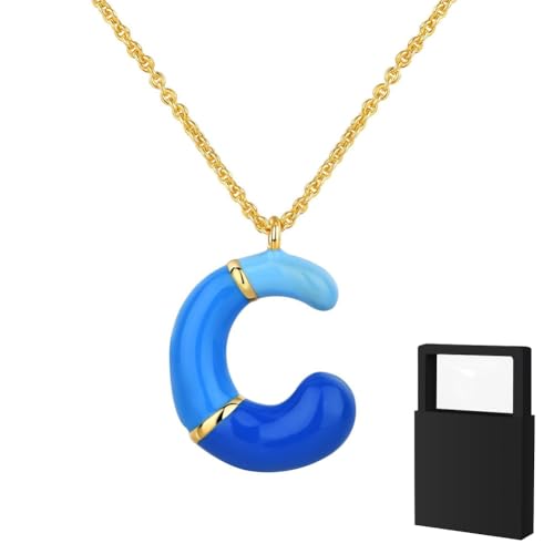 YUANHUYUOU Initialen-Halskette für Frauen, Mädchen und Kinder – zierliche 18-karätig vergoldete Initialen-Halskette, kleine A-Z-Anhänger-Halskette,Goldschmuck für Frauen (C) von YUANHUYUOU