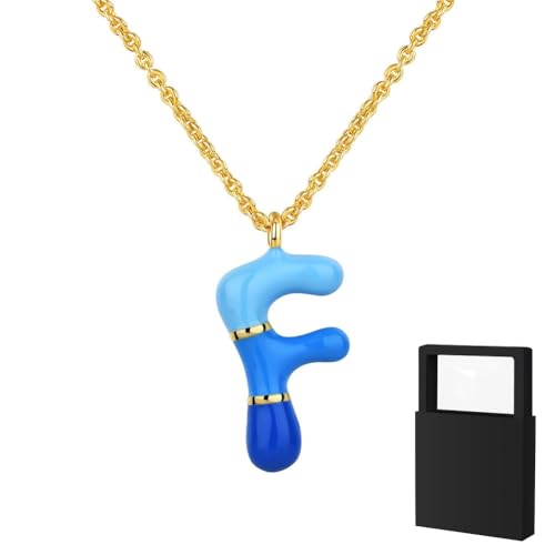 YUANHUYUOU Initialen-Halskette für Frauen, Mädchen und Kinder – zierliche 18-karätig vergoldete Initialen-Halskette, kleine A-Z-Anhänger-Halskette,Goldschmuck für Frauen (F) von YUANHUYUOU