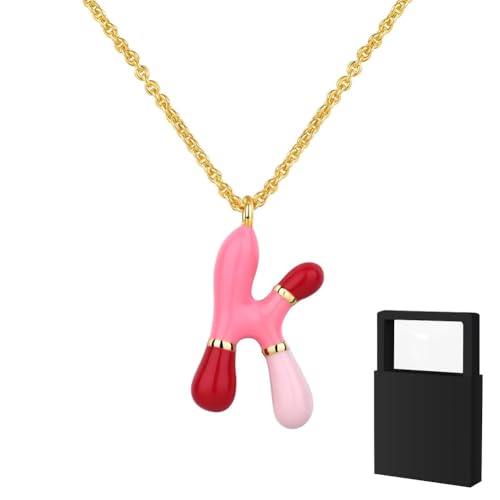 YUANHUYUOU Initialen-Halskette für Frauen, Mädchen und Kinder – zierliche 18-karätig vergoldete Initialen-Halskette, kleine A-Z-Anhänger-Halskette,Goldschmuck für Frauen (K) von YUANHUYUOU