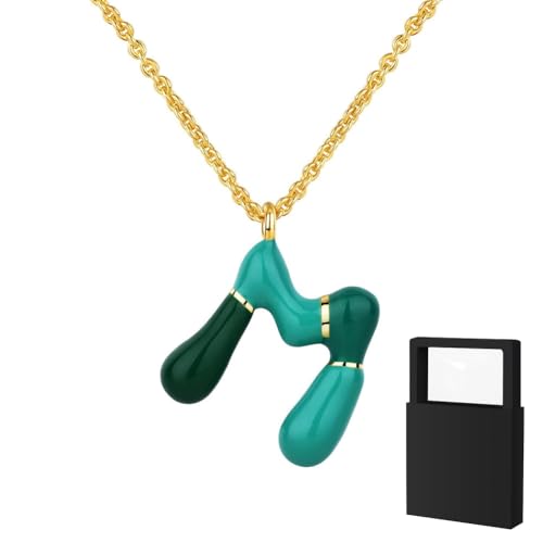 YUANHUYUOU Initialen-Halskette für Frauen, Mädchen und Kinder – zierliche 18-karätig vergoldete Initialen-Halskette, kleine A-Z-Anhänger-Halskette,Goldschmuck für Frauen (M) von YUANHUYUOU