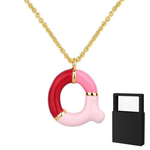 YUANHUYUOU Initialen-Halskette für Frauen, Mädchen und Kinder – zierliche 18-karätig vergoldete Initialen-Halskette, kleine A-Z-Anhänger-Halskette,Goldschmuck für Frauen (Q) von YUANHUYUOU