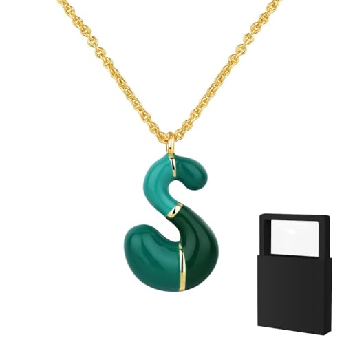 YUANHUYUOU Initialen-Halskette für Frauen, Mädchen und Kinder – zierliche 18-karätig vergoldete Initialen-Halskette, kleine A-Z-Anhänger-Halskette,Goldschmuck für Frauen (S) von YUANHUYUOU